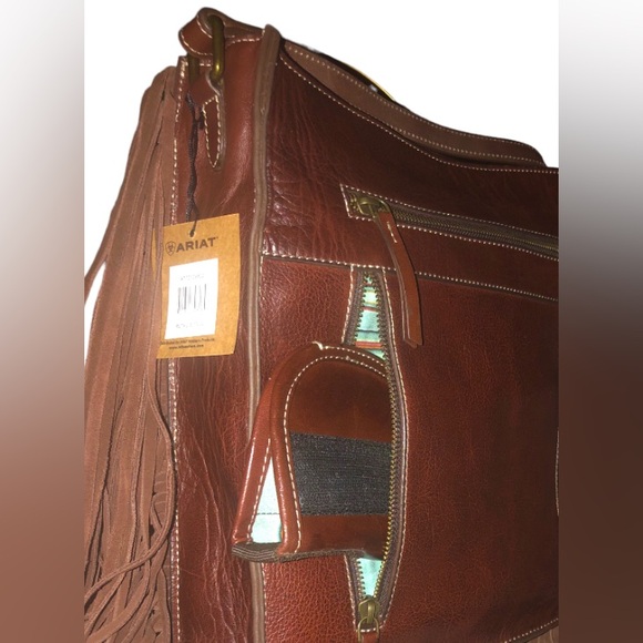 NWT Ariat Victoria Collection Messenger / Conceal Carry Bag Brown Leather Fringe - Picture 6 of 15